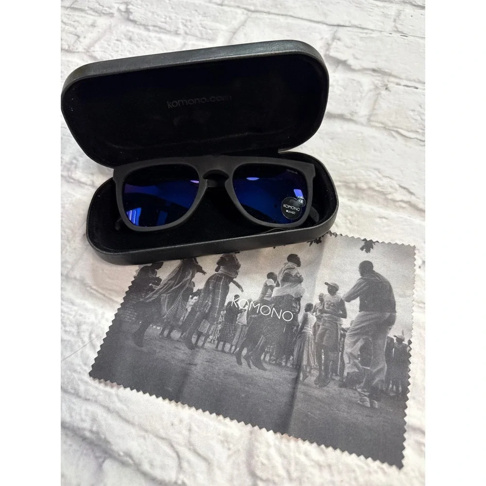 Komono‎ The Bennet Sunglasses Unisex One Size Black New UV400 Blue Mirror Lens